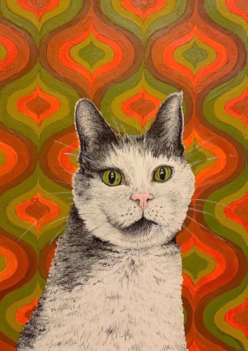 Retro style cat portrait by Caitlin Duffy Soldo